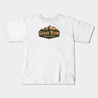 Retro Emblem Grand Teton National Park Kids T-Shirt